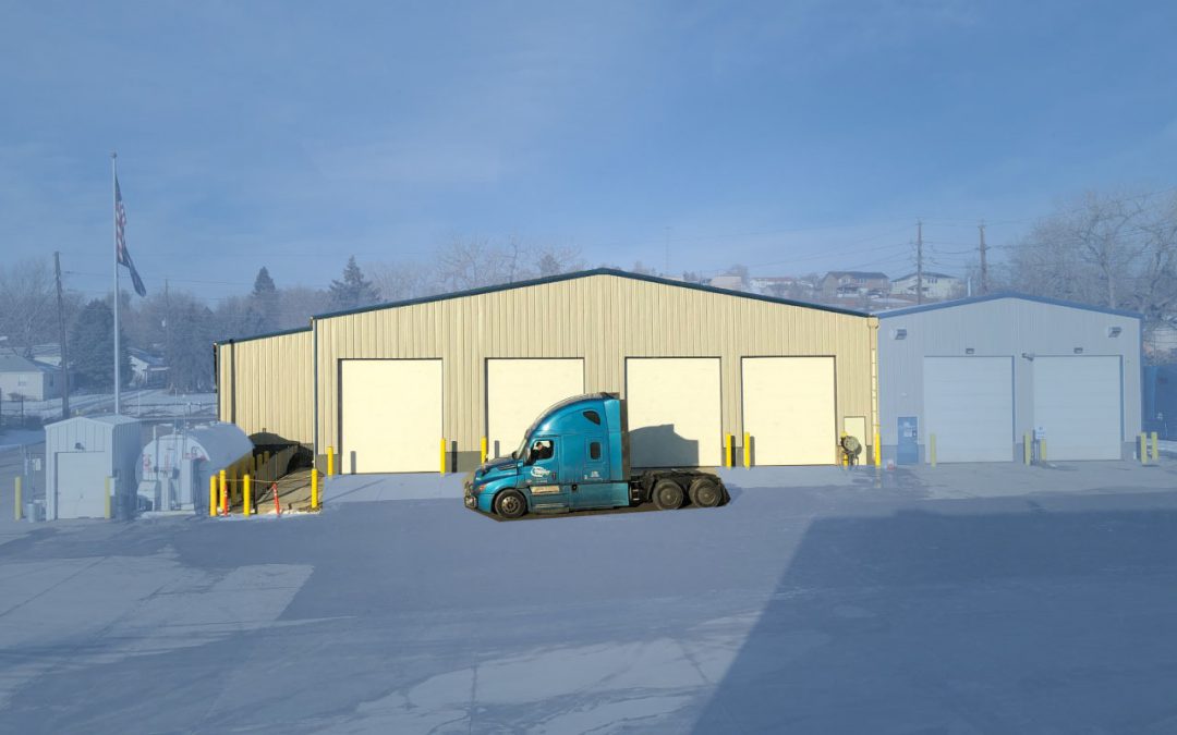 Exterior image of Quality Logistics new 4 bay shop expansion.